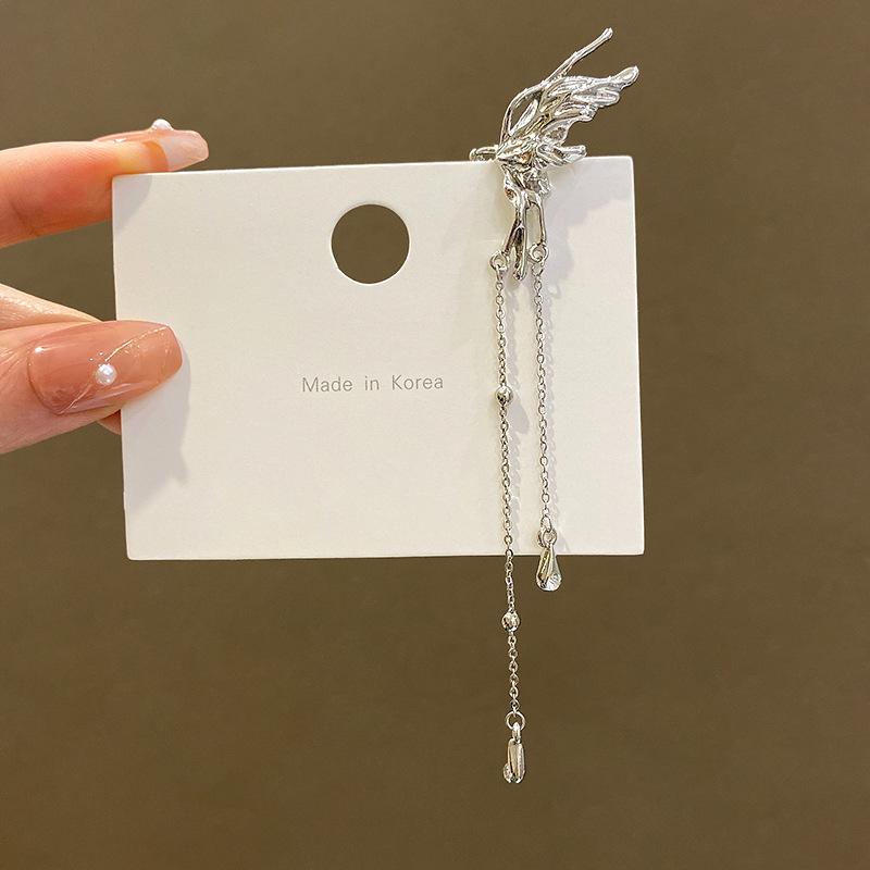 Металлические серьги-клипсы бабочки с бахромой женские серьги без прокола Серьги как у Spice Girls