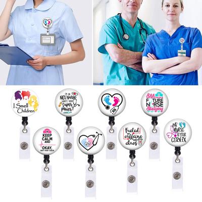 ID-Namenskarten-Clip, 360-Grad-Drehung, einziehbar, Cartoon-Design, Ärzte, Krankenschwestern, Arbeitskartenhalter, Abzeichenrolle, Clip, Bürobedarf