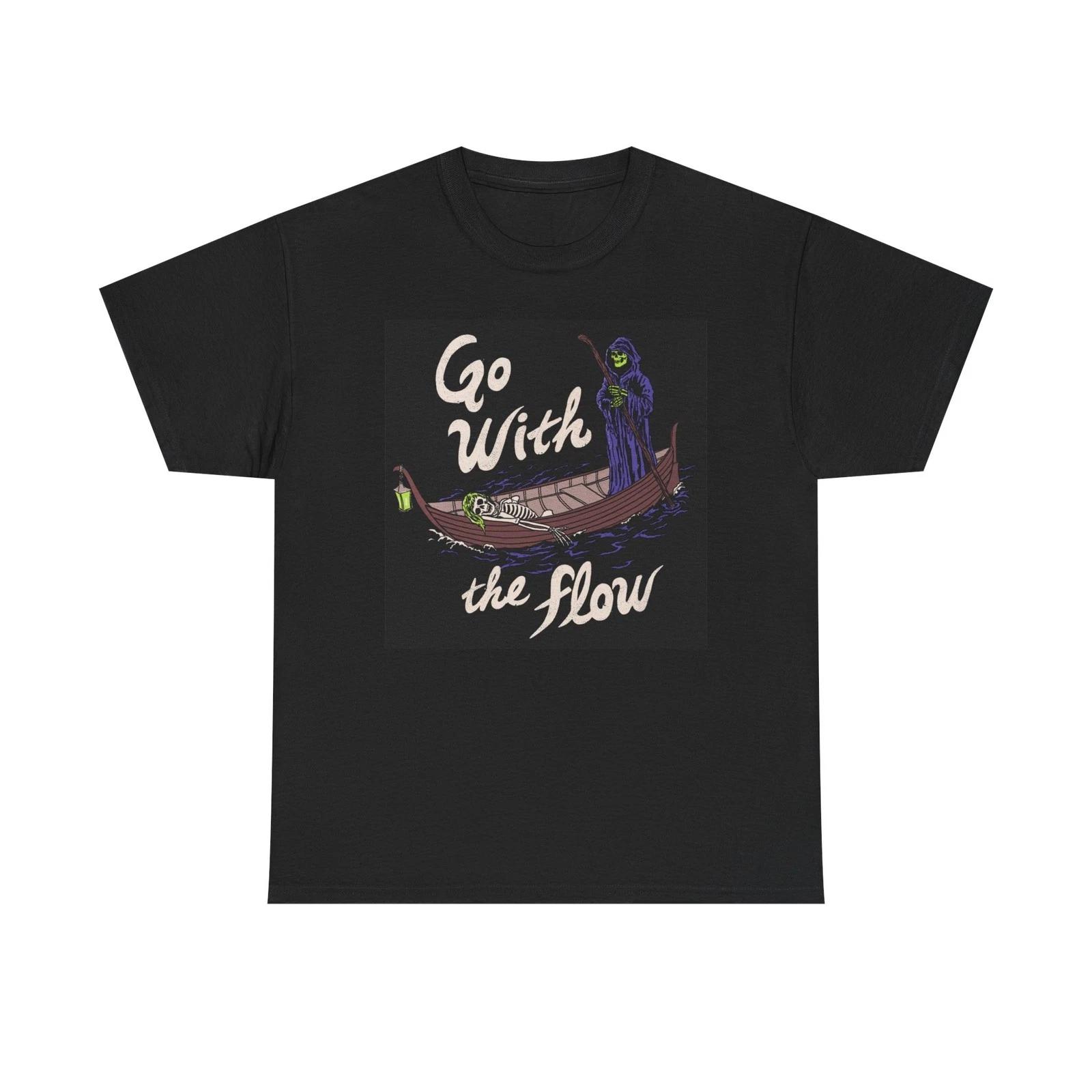 

Just Go With The Flow Grim Reaper Graphic T Shirt NEW Cotton Tee Gift 4XL