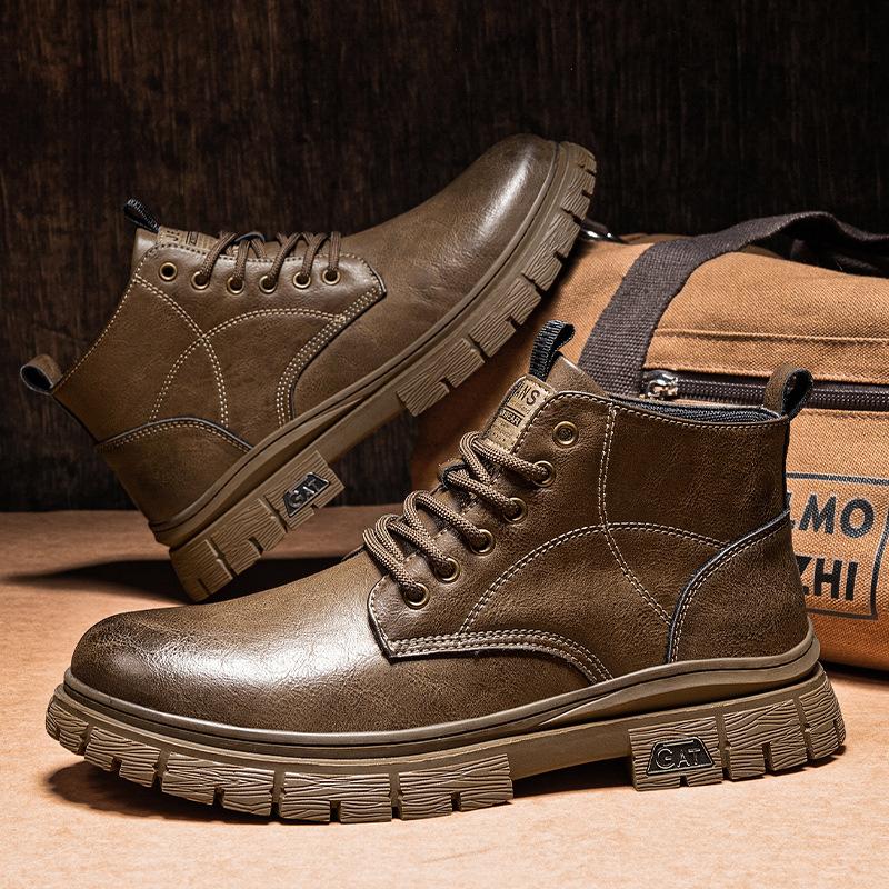 Herrenschuhe Winter neu neu mittelhohe und hohe Martin-Stiefel Herren britische niedrige Freizeitlederschuhe amerikanische Retro-Tooling-Schuhe