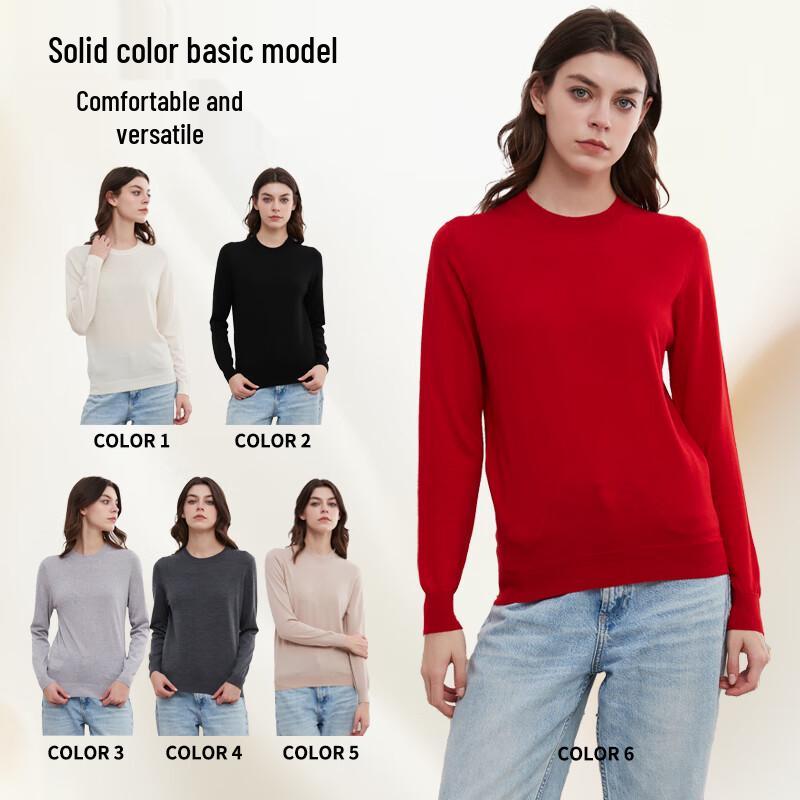 Hengyuanxiang Women's 100% Wool Thin Knit Pullover