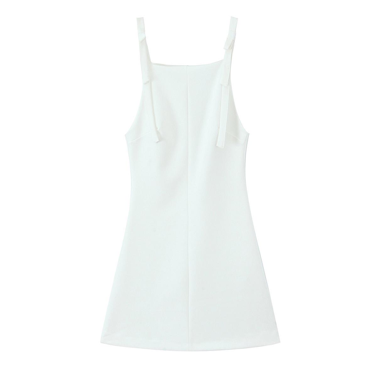 

Весна 2025 Женское европейское и американское стиль Платье мини без рукавов на тонких бретелях L белый