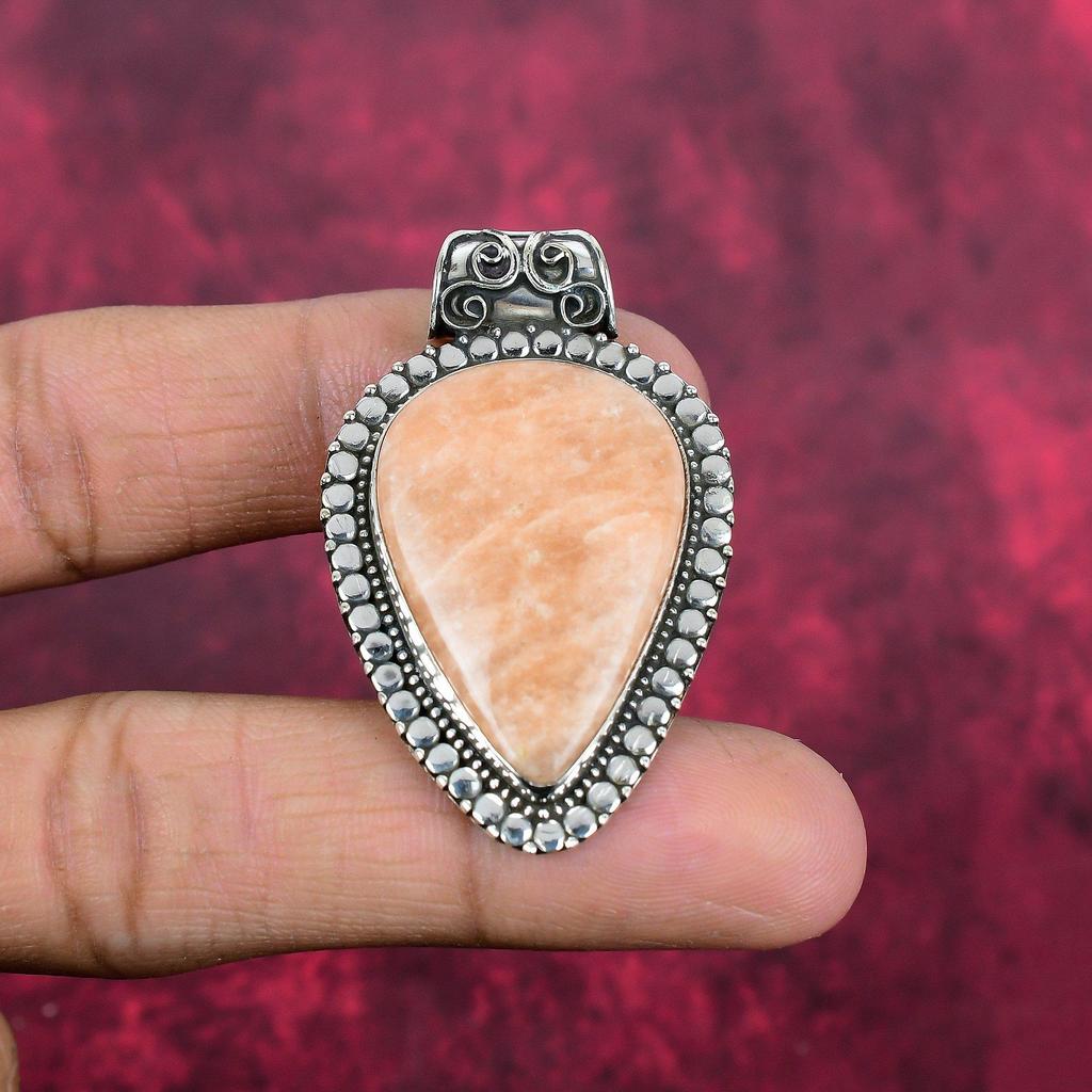 Orange Aventurine 925 Solid Sterling Silver Pendant, Handmade Gemstone Pendant , Gift For Mom Antique Jewelry