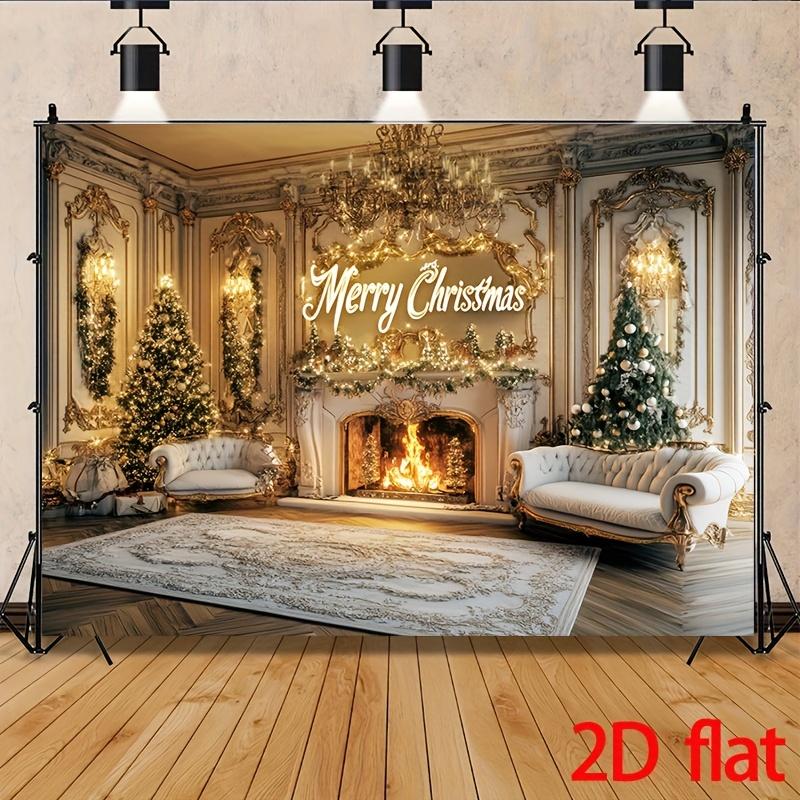 2D Flat 1 Christmas Gorgeous Living Room Background Cloth Party Banner Christmas Atmosphere Polyester Material