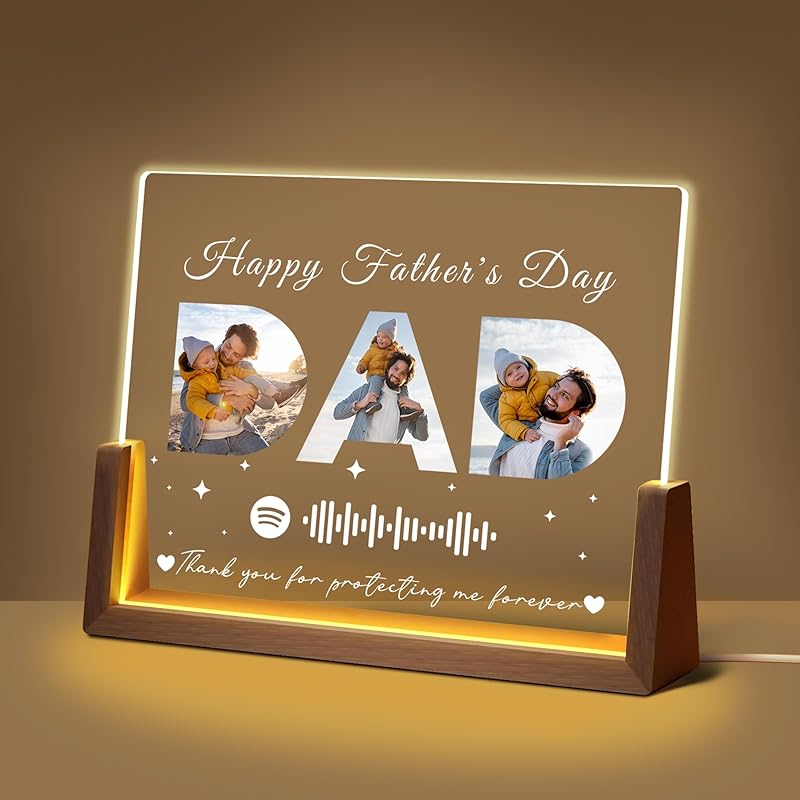 Personalized Mothers Day Unique Gifts for Mom Wife, Mom Gifts from Daughter Son Husband, Custom Acrylic Night Light Picture Frame with Photo Name,