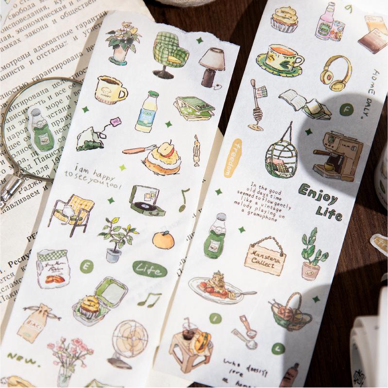 Retro Coffee-Themed Mini Journal Tape Set