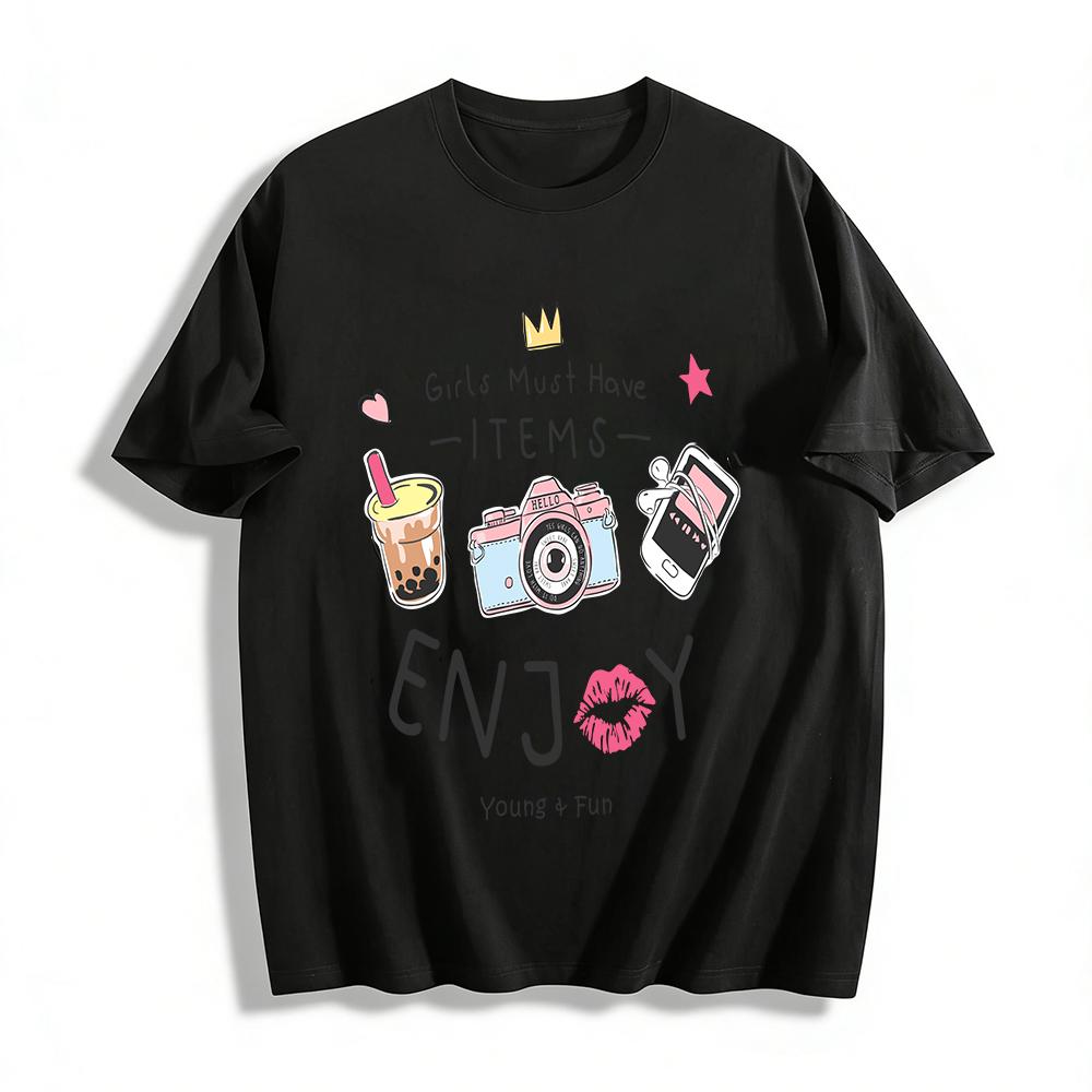 Girls Must Have Items Print Tee Young Fun Casual Top Pure cotton T-shirt XXS