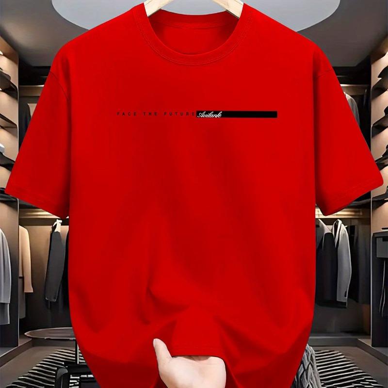 Herren Pullover T-Shirt im koreanischen Stil Lässig Locker Buchstabendruck Rundhals Kurzarm Oberteil
