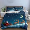 Santa Sleigh Ride with Reindeer Bedding Duvet Cover Set Duvet Cover Pillowcases  (1*Duvet Cover 2*Pillowcases, without duvet insert)