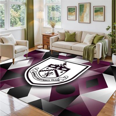 Burnley Football Design Crystal Velvet Rug Soft Decorative Mat for Bedroom Entrance