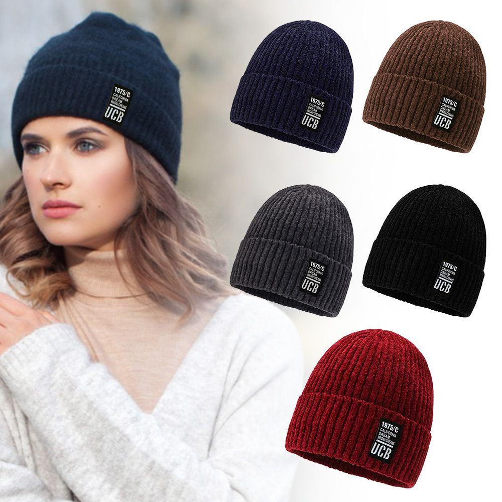 Women Man Ski Autumn Winter Cuff Beanies Knitted Hats Hip Hop Hat Skullcaps Thicken Winter Beanies