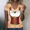 Camiseta casual de manga corta con cuello en V para mujer, top con estampado de Oktoberfest, tejido ligero y suave, ajuste cómodo, camiseta de verano