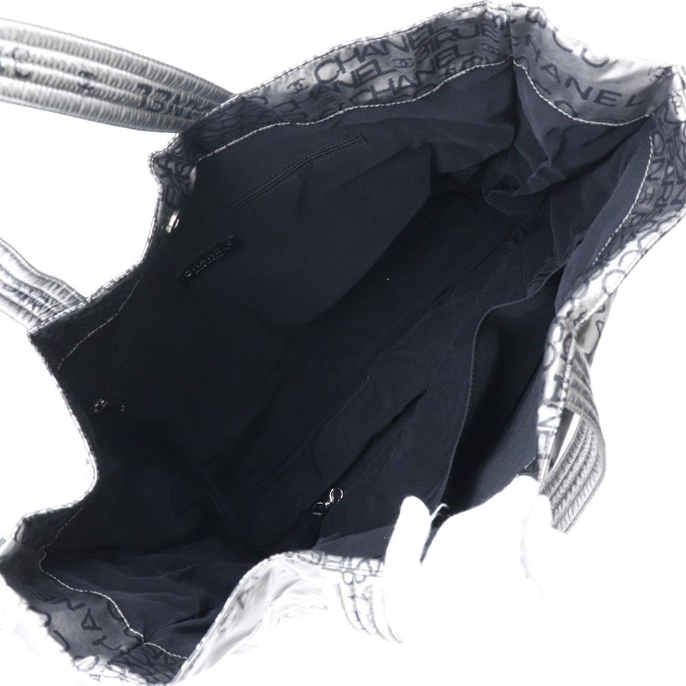 Chanel Unlimited Tote Bag A46113 Logo COCO Mark Silver Nylon Women Used