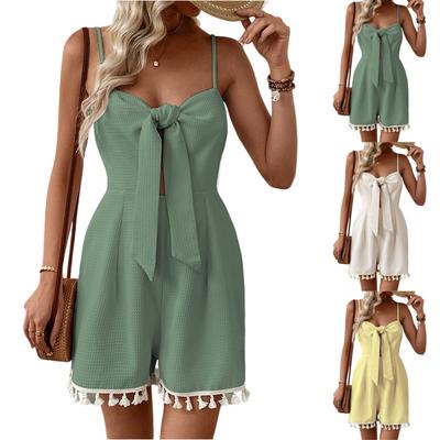 Women's Fashion Solid Color Sleeveless Camisole Backless Jumpsuit