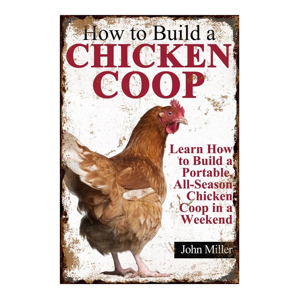 Vintage Chicken Metal Poster Tin Sign Rooster Hen Retro Plaque Plate Farmhouse Farm Wall Decor Retro Metal Poster Plaque