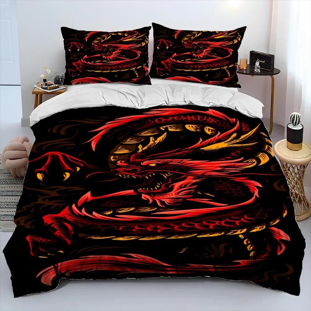 Dragon Cartoon Comforter Bedding Set,Duvet Cover Bed Set Quilt Cover Pillowcase,King Queen Size Bedding Set For Adult Child Gift