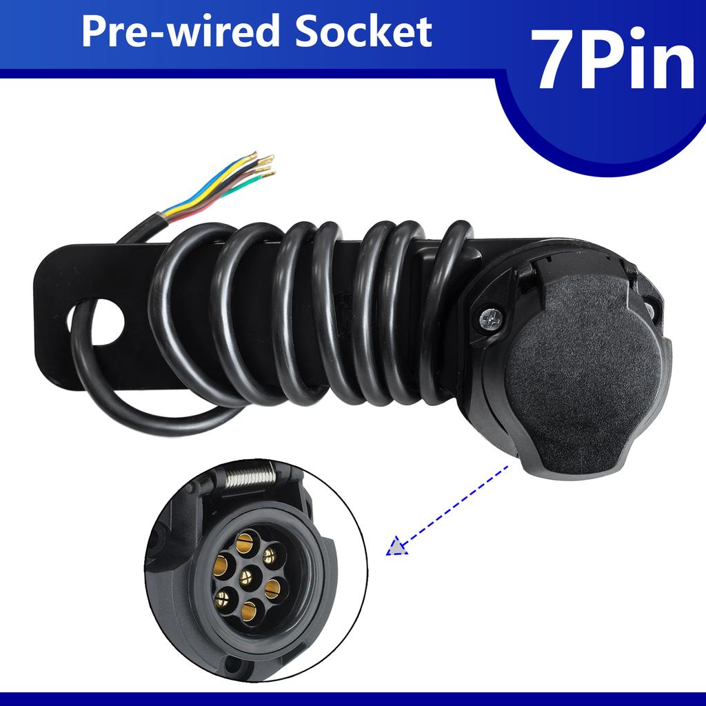 1.5M 12N 7Pin Pre-Wired Socket Car Trailer Caravan Electrics Mounting Plate Electrics Wire Part Wiring Connector Towing Towbar