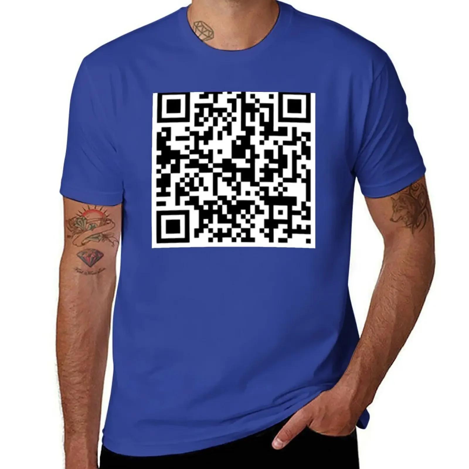 

Plus Sizes Customs Design Your Own Workout Shirts for Men Rickroll QR Code T-Shirt Harajuku Graphic Oversized Summer Funny New L