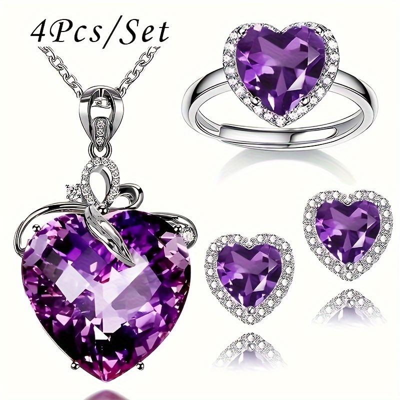 4Pcs Women s Fashionable Exquisite Necklace, Earrings, Adjustable Ring, Anniversary Gift for Friends and Family, Birthday Gift, Christmas Gift, 4Pieces