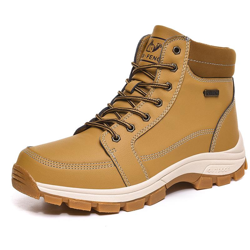 Men's Waterproof Non-Slip High-Top Hiking & Travel Shoes - Versatile, Outdoor, Plus Size, Velvet-Lined.