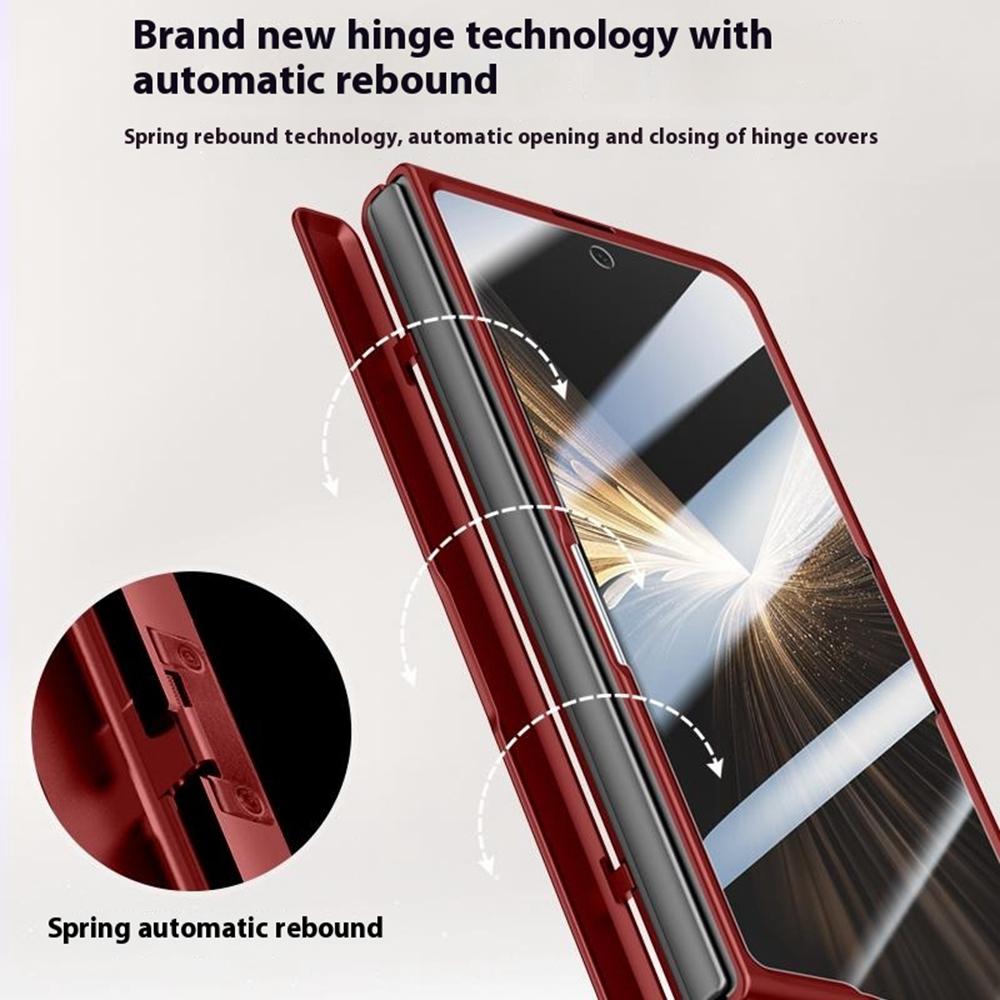 For Honor Magic V5 5G Magnetic Case Hard PC Phone Cover with HD Tempered Glass Film,Lens Kickstand