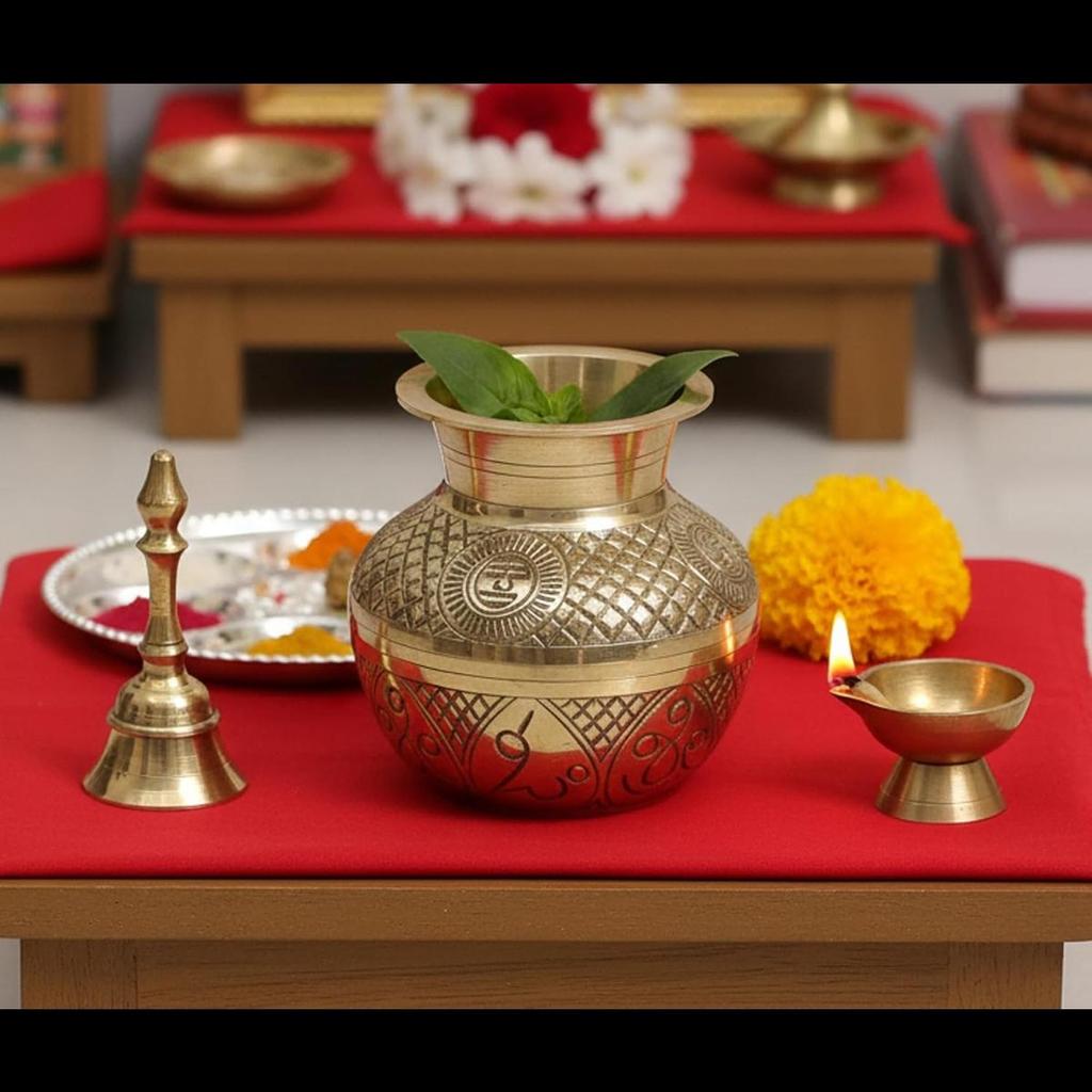 Messing-Kalash für Pooja – 11,43 cm Puja-Artikel für Heimtempel Mandir,