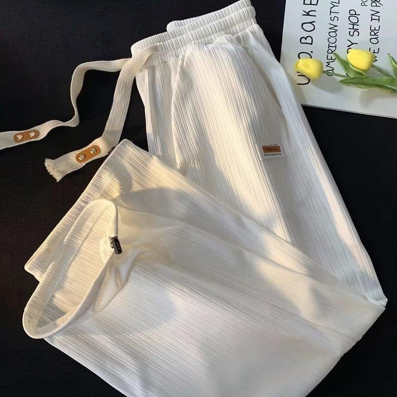 Hosen mit Kordelzug zum Binden für Männer und Frauen Dünne Frühling- und Sommerhose Locker Hohe Taille Hängende Weitbeinige Hosen Hängende Freizeithose