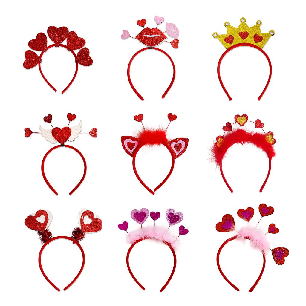 Valentines Decorative Headband Festival Party Giltter Heart Headdress Hair Hoop Wedding Headhoop Holiday Party Accessory