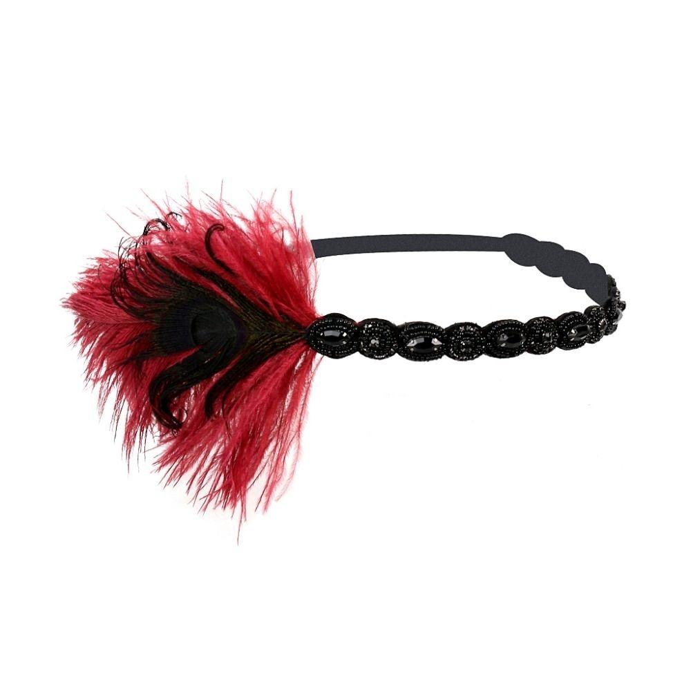 Headwear Feather Flapper Headband Rhinestone Party Headpiece Women Hairband  Carnival