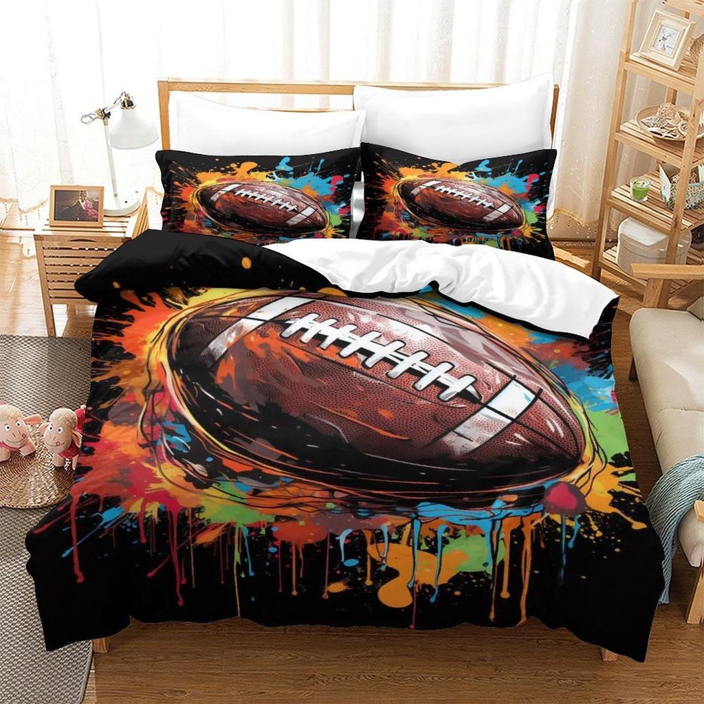 Rugby American Football Sports Quilt Cover Bedding 3D Printing Three-Piece Home Textile