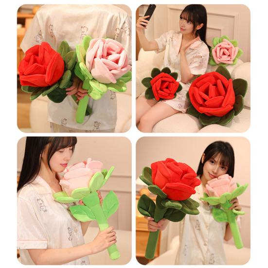 Rose Plush Toy Realistic Flower Design Soft Healing Never Withering Imitation Rose Flower Emotional Companion Toy