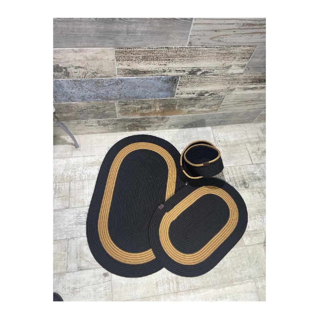 Iuta, răchită, set covoraș de baie, set coș de baie, set covoraș