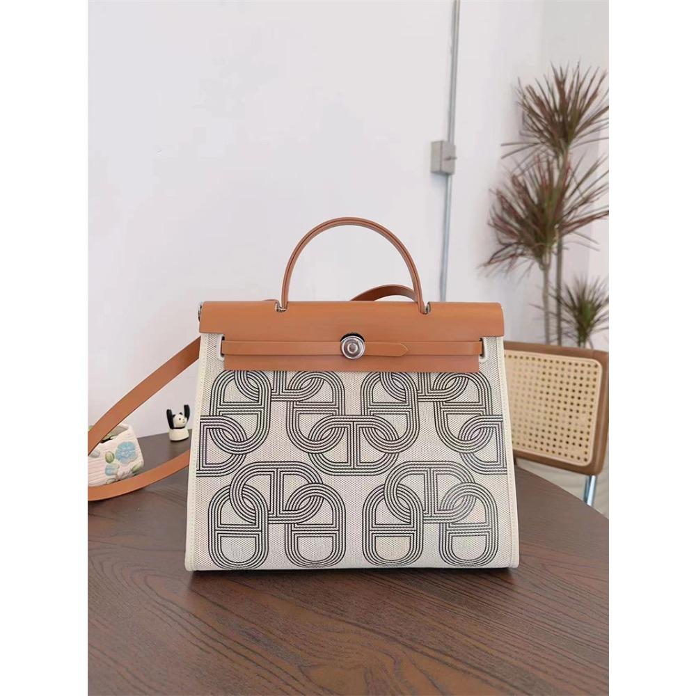 Nova bolsa de grande capacidade, couro de vaca genuíno com lona 31cm bolsa de ombro mensageiro portátil, bolsa grande moderna.