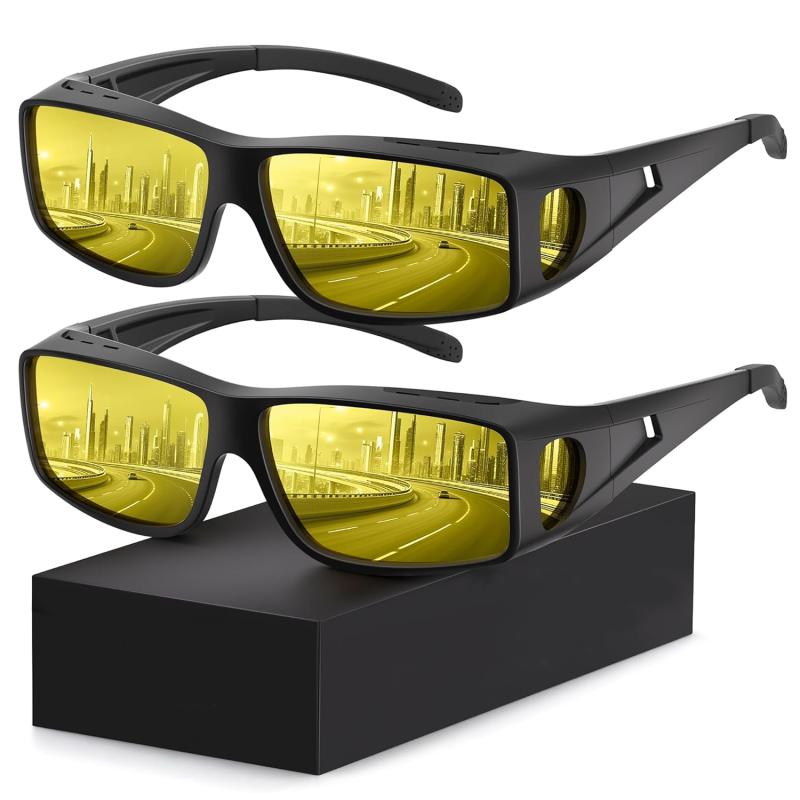 Polarized Night Driving Glasses HD Anti Glare UV Protection Fit Over Night Vision Glasses for Men Women C1