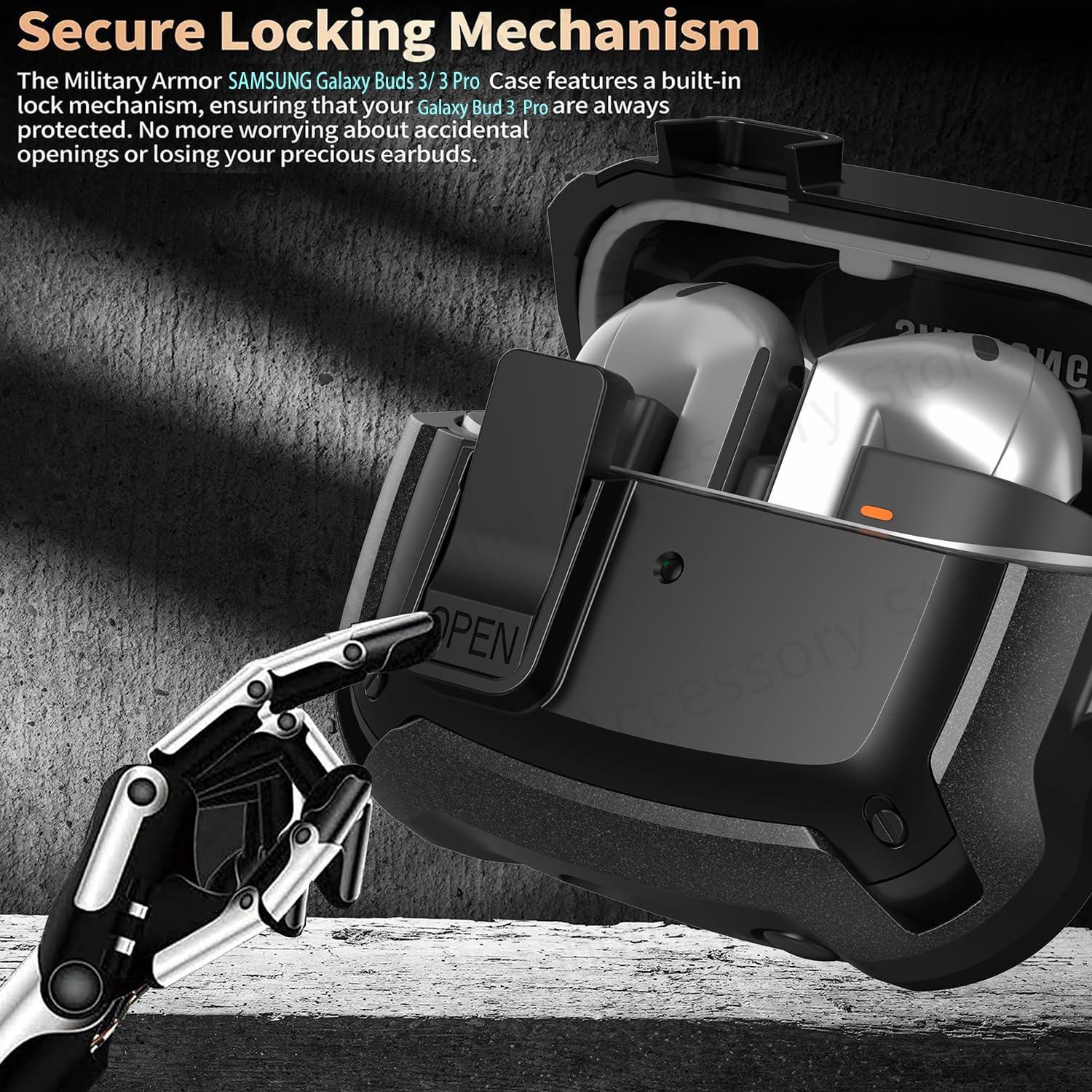 

2025 [2-в-1] Чехол Armor для Samsung Galaxy Buds 3/Galaxy Buds3 Pro Secure Lock Cover buds3 pro с набором для чистки для мужчин buds3 pro case