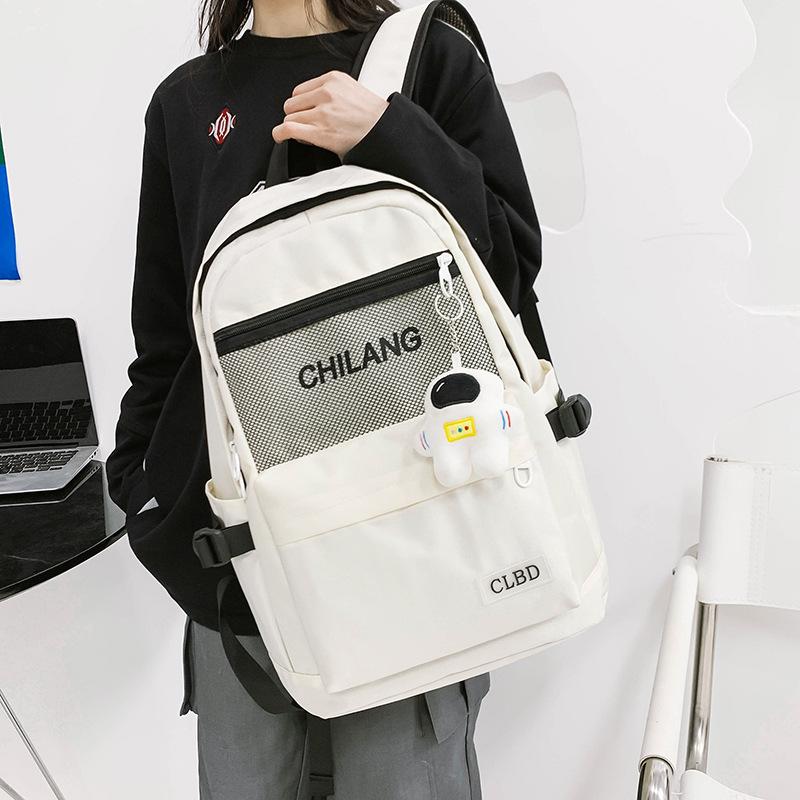 

Backpack New Trend Casual Fashion Solid Color Backpack Large Capacity Junior High School Student School Bag Fashion білий