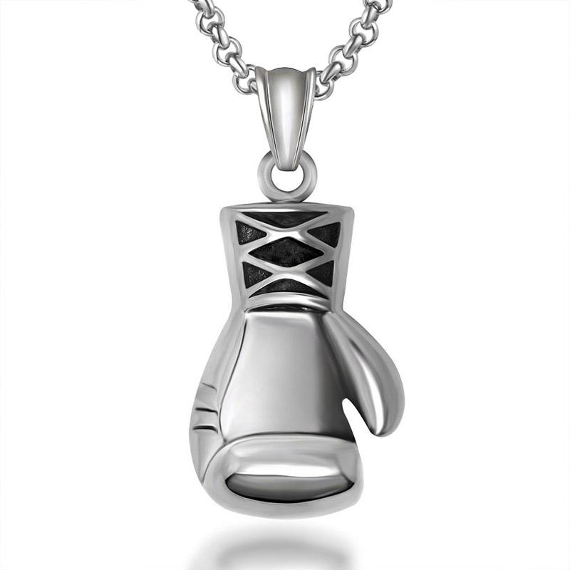 Stainless Steel Boxing Gloves Men s Pendant Personality Domineering Fist Pendant Necklace Pendant Only серебряный