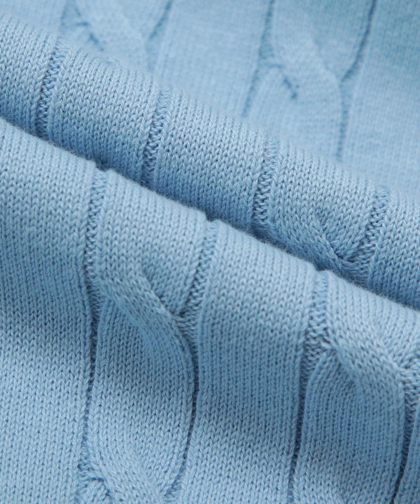 BROOKS BROTHERS Cotton Cable Crew Neck Short Sleeve Sweater (Blue) (Bbwrmog203)