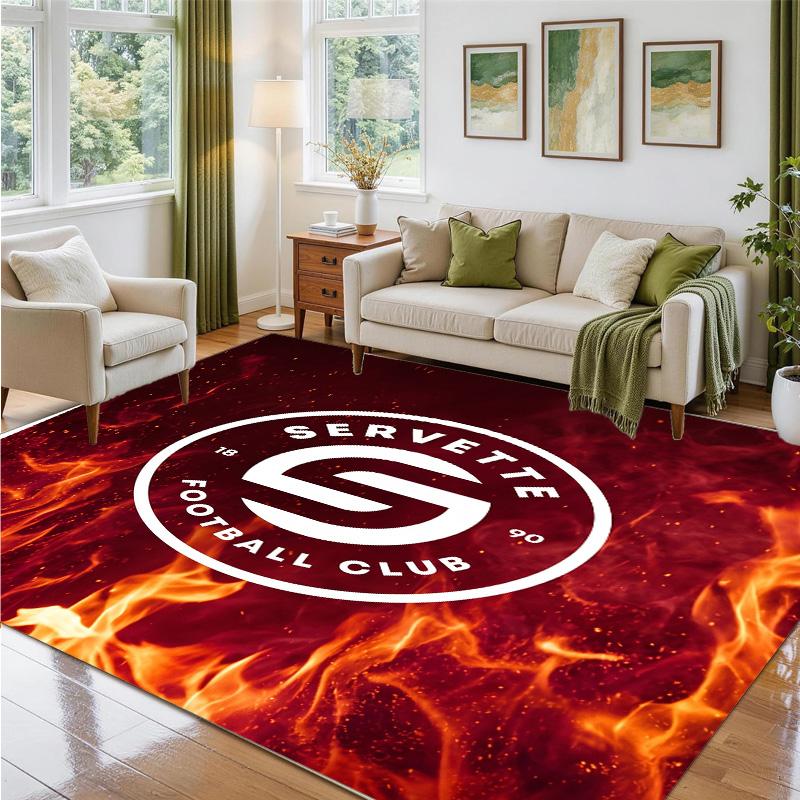 Servette FC Design Křišťálový Sametový Koberec Měkká Dekorativní Rohožka pro Ložnici Vstup