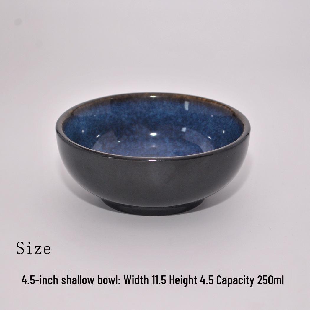 Retro Japanese Ceramic Kiln-Glazed Rice Bowl – Single Serving Tableware Blue Jun