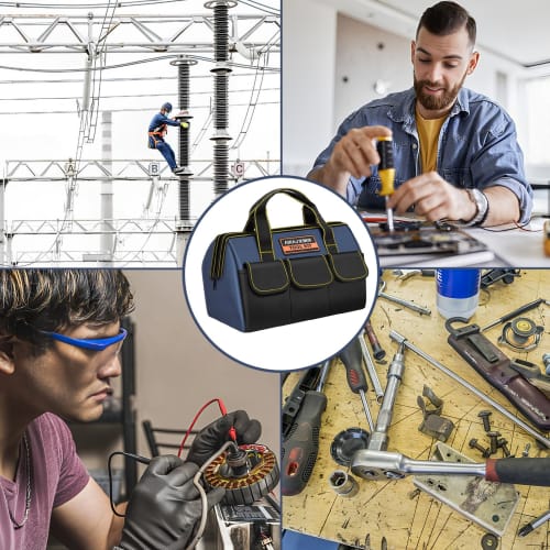 YSkrep Werkzeugkiste, Werkzeugtasche aus Oxford-Gewebe, Werkzeugkiste mit großer Kapazität, Werkzeugtasche, Werkzeugkiste mit Taschen, Werkzeug-Organizer-Tasche mit mehreren Taschen und Reißverschlüssen