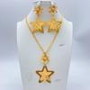 Dubai Copper Alloy Set Niche Women's 24K Pentagram Pendant Necklace Earrings Wedding Party African Jewelry