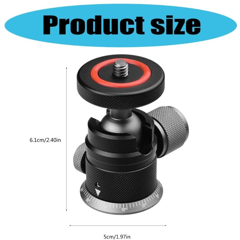 Aluminum Ball Head 90 Degree Tilt 360 degree Rotation Camera Mount Adapter for DSLR Cameras Smartphone