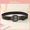 Punk Belt Leather Buckle With High Heel Shoe Design Circular Buckle Decor Rivet