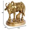 Cow and Calf Statue Brass Kamdhenu Vastu Devta Carving on Gau MATA Idol, Vastu Nandi Pooja Figurine Sculpture, for Home and Office