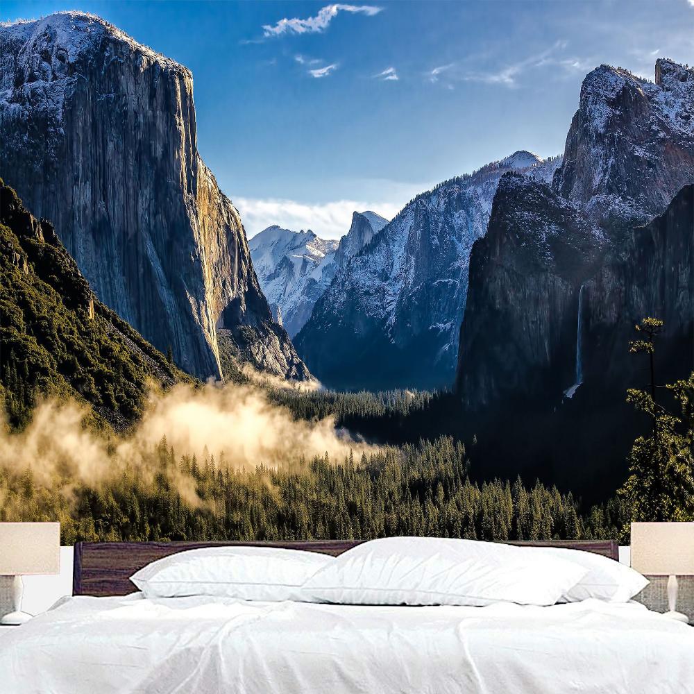Mountains Tapestry Hanging Cloth, Landscape Wall Hanging Room Decoration Cloth, Ins Tapestry Tablecloth