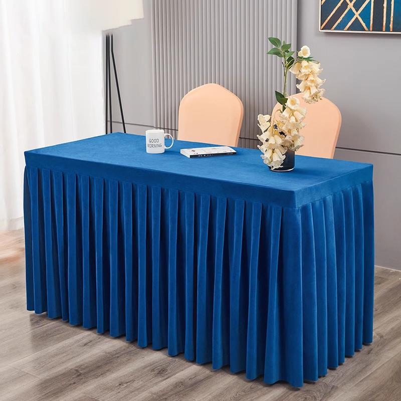 

Elastic Table Cloth Hotel Conference Table Cover Meeting Room Office Flannel Rectangle Tableclover Wedding Banquet Decoration 120x60x75cm