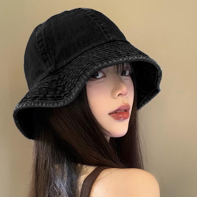

Autumn and Winter Japanese Lace Denim Fisherman Hat Casual Versatile Hat Women s Face Small Bucket Hat Windproof Sun Hat average size