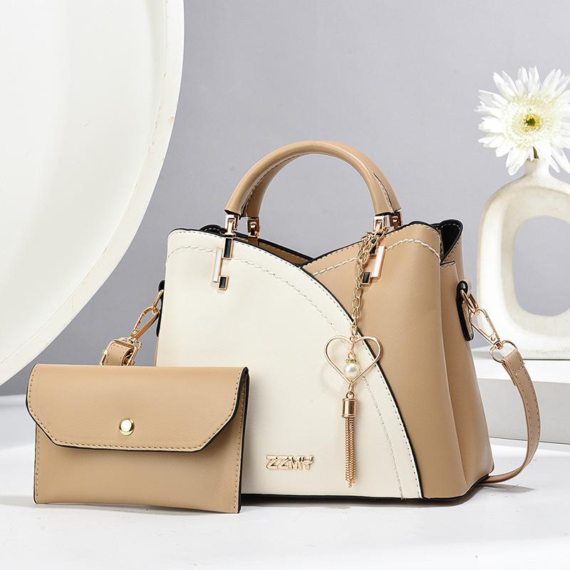 Women's Bag New Contrasting Color Child and Mother Bag Large Capacity Handbag Fashionable Shoulder Bag