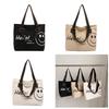 Trendy Korean Canvas Large Tote Bag For Women 2024 New Spacious Shoulder Bag